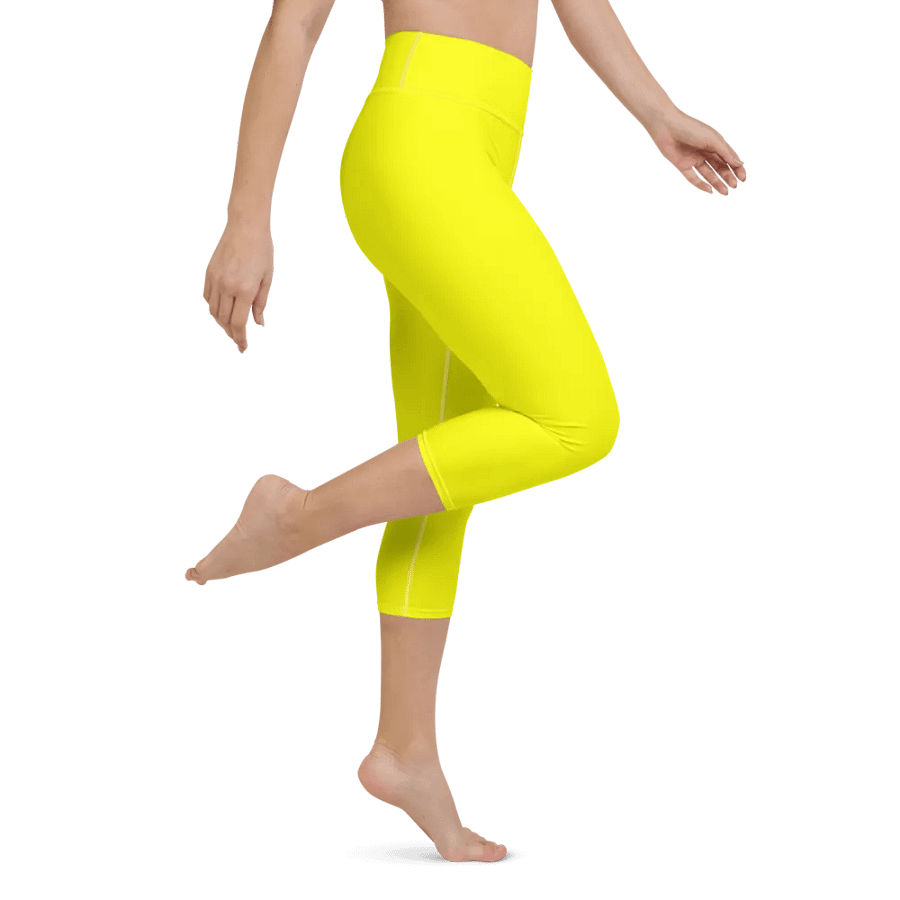 Plain Color Yellow Yoga Capri Leggings product image (3)