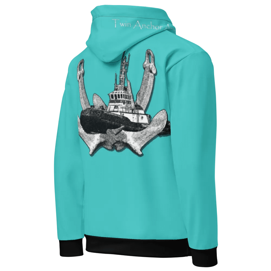 Turquoise Twin Anchor Marco tug Hoodie product image (8)