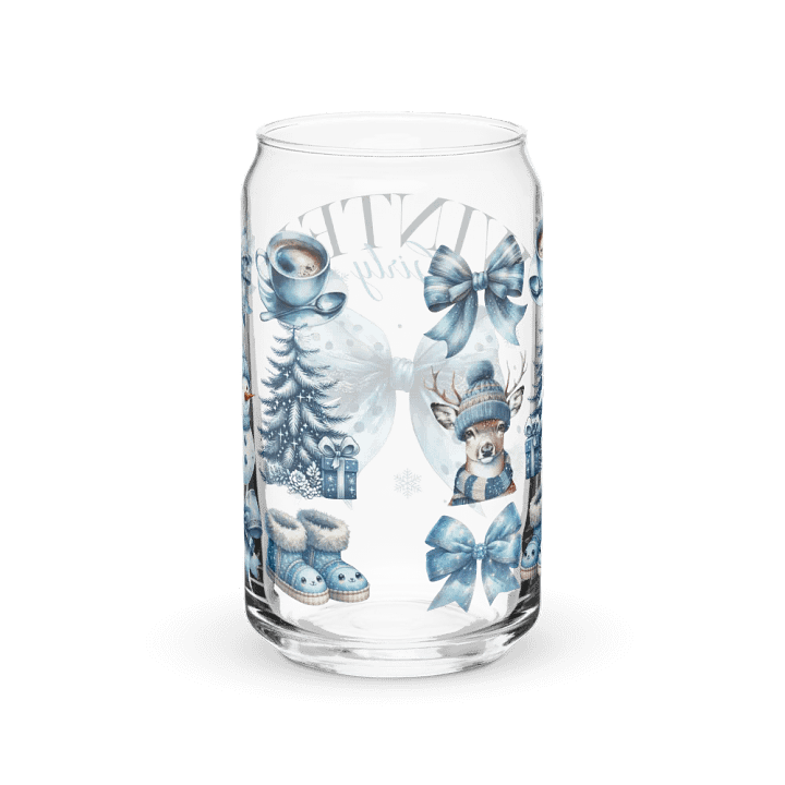 Winter Girly Blue Print Glass Can Cup With Or Without Lid product image (6)