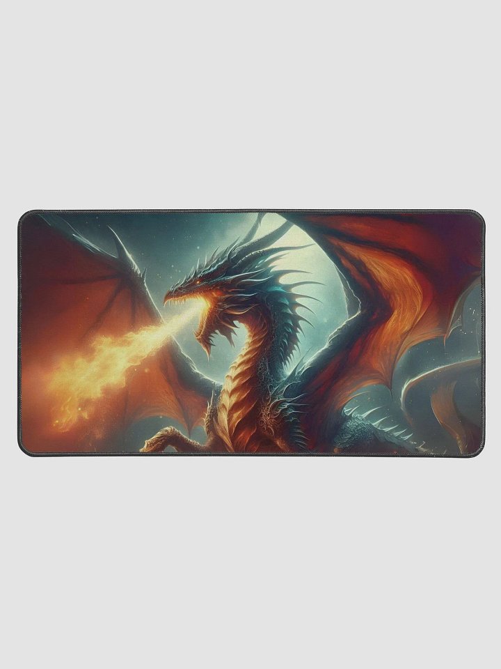 Fantasy Dragon Desk Mat, Gaming Desk Mat, Fire Breathing Dragon, Fantasy Deskmat product image (1)