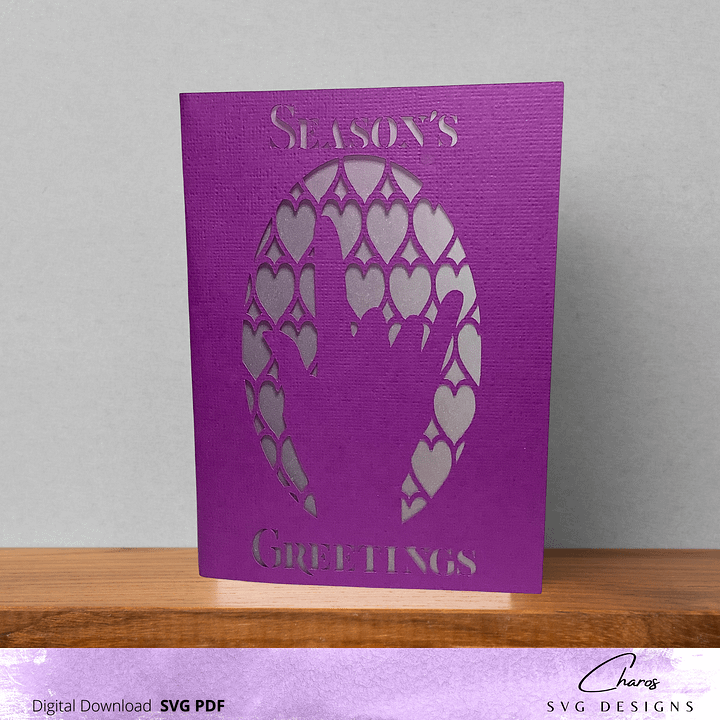ASL 'I Love You' Holiday Heart Card Bundle with Bonus Envelope - SVG Template" product image (1)