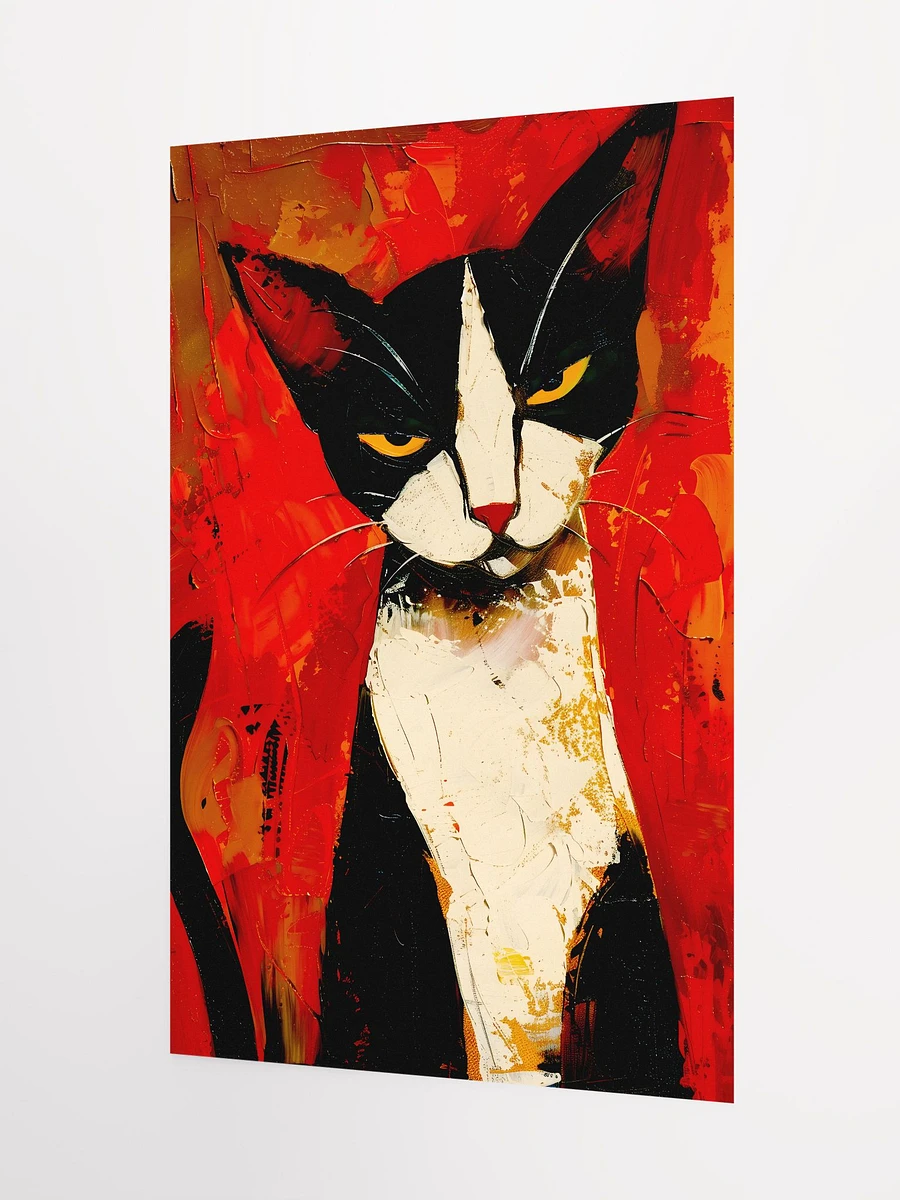 Intense Whiskered Gaze: Vivid Abstract Cat Art Print Matte Poster product image (5)