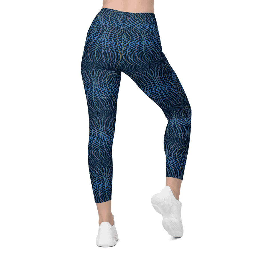 Ladies leggings with pockets in  blue and dark teal design. up to 6 XL size. product image (1)