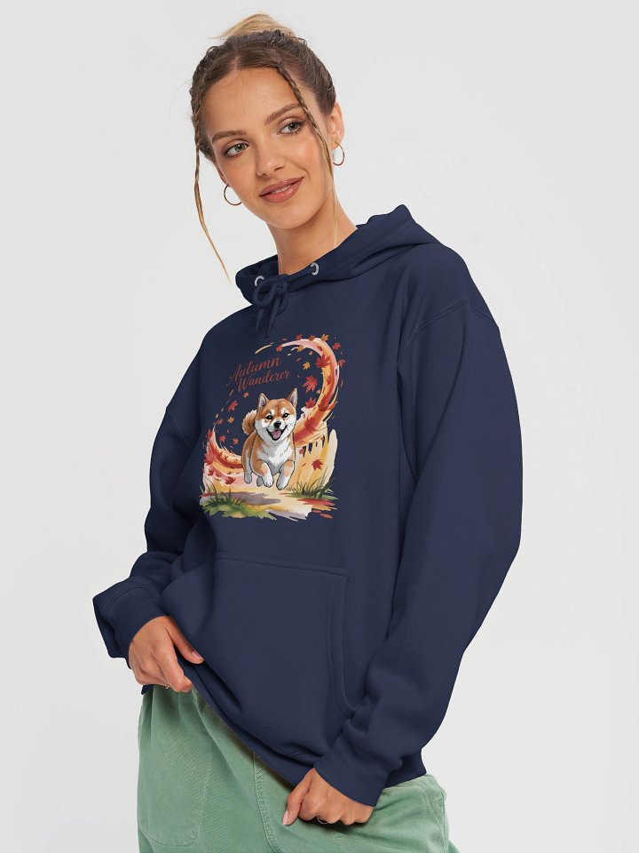 "Autumn Wanderer" Shiba Inu Hoodie | Cozy Fall Dog & Leaves Sweatshirt | Cottagecore Apparel product image (2)