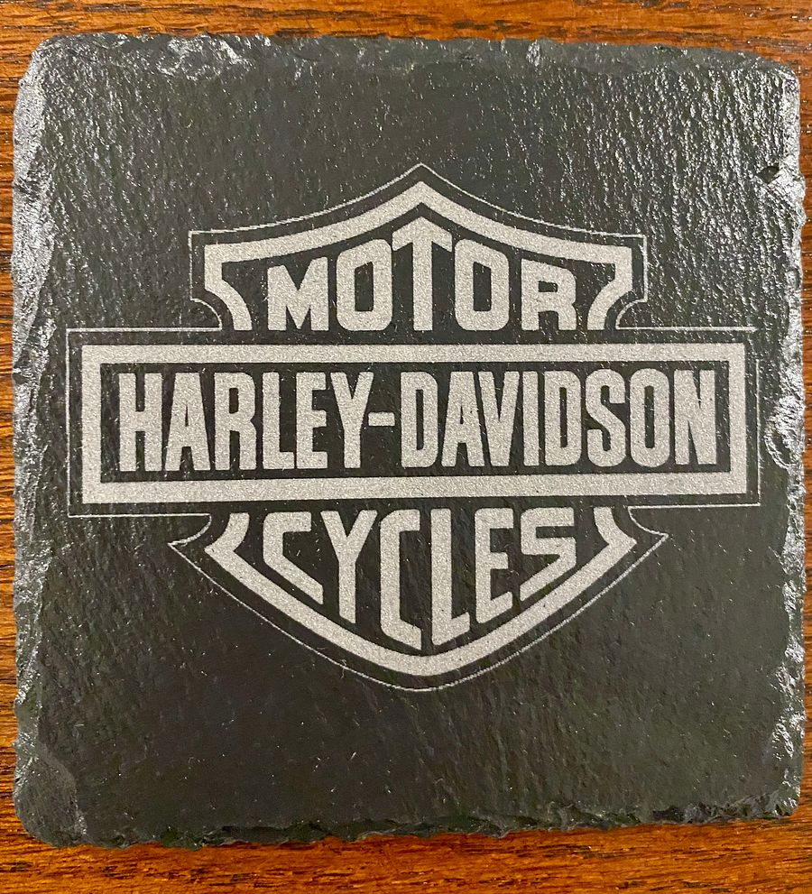 Harley-Davidson Logo Slate Coasters - Set of 6 Custom Laser Engraved product image (3)