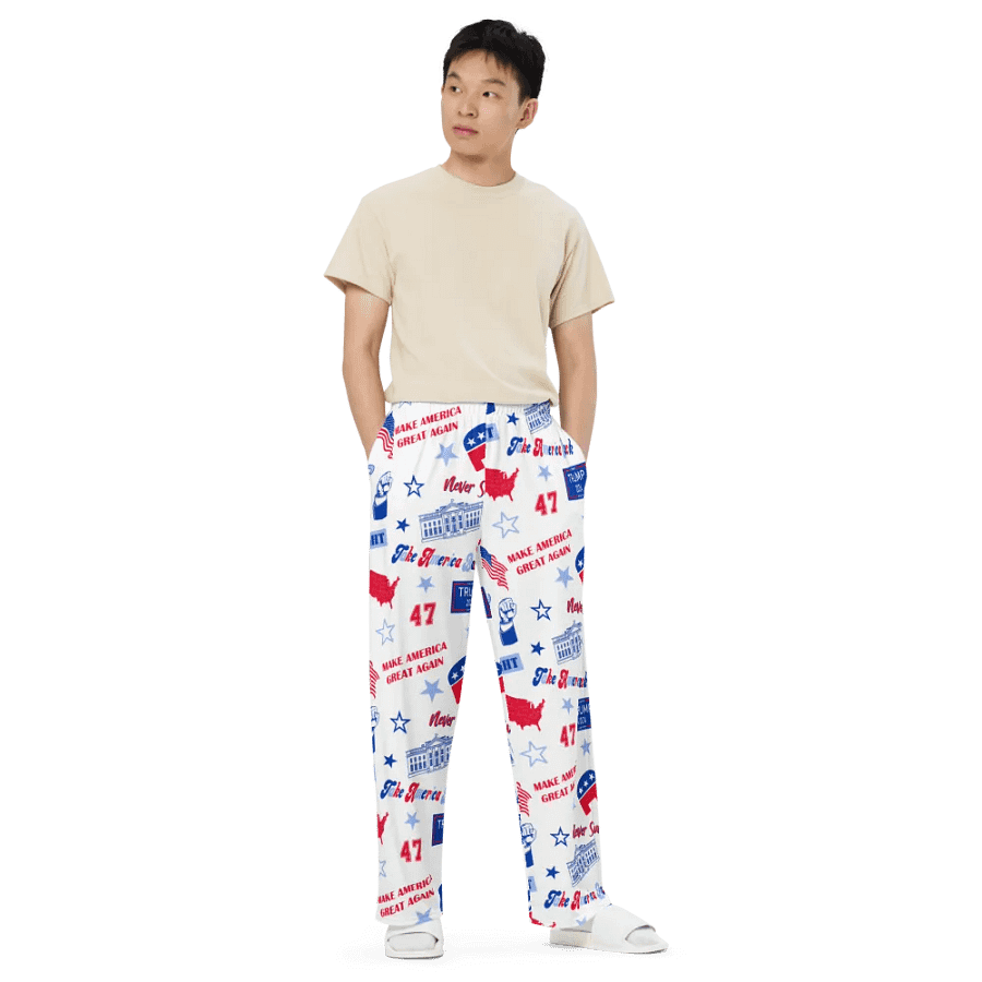 Trump 2024 Republican Patriot Make America Great Again White Pattern Unisex Pajama Pant product image (6)