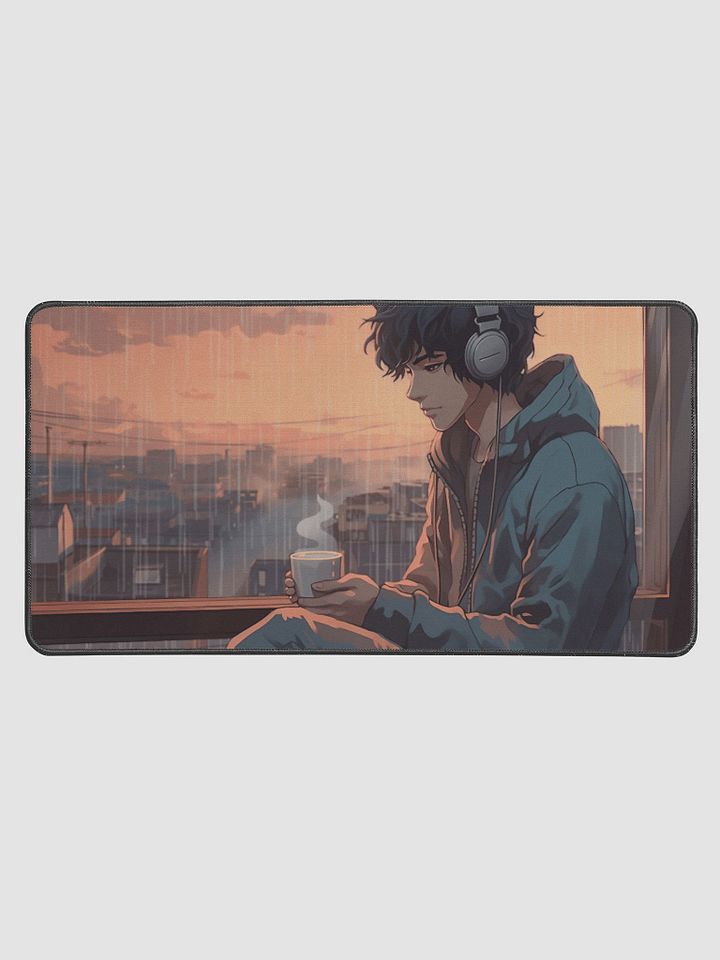 Anime Serenity Desk Mat - Rainy Morning Bliss 15.5