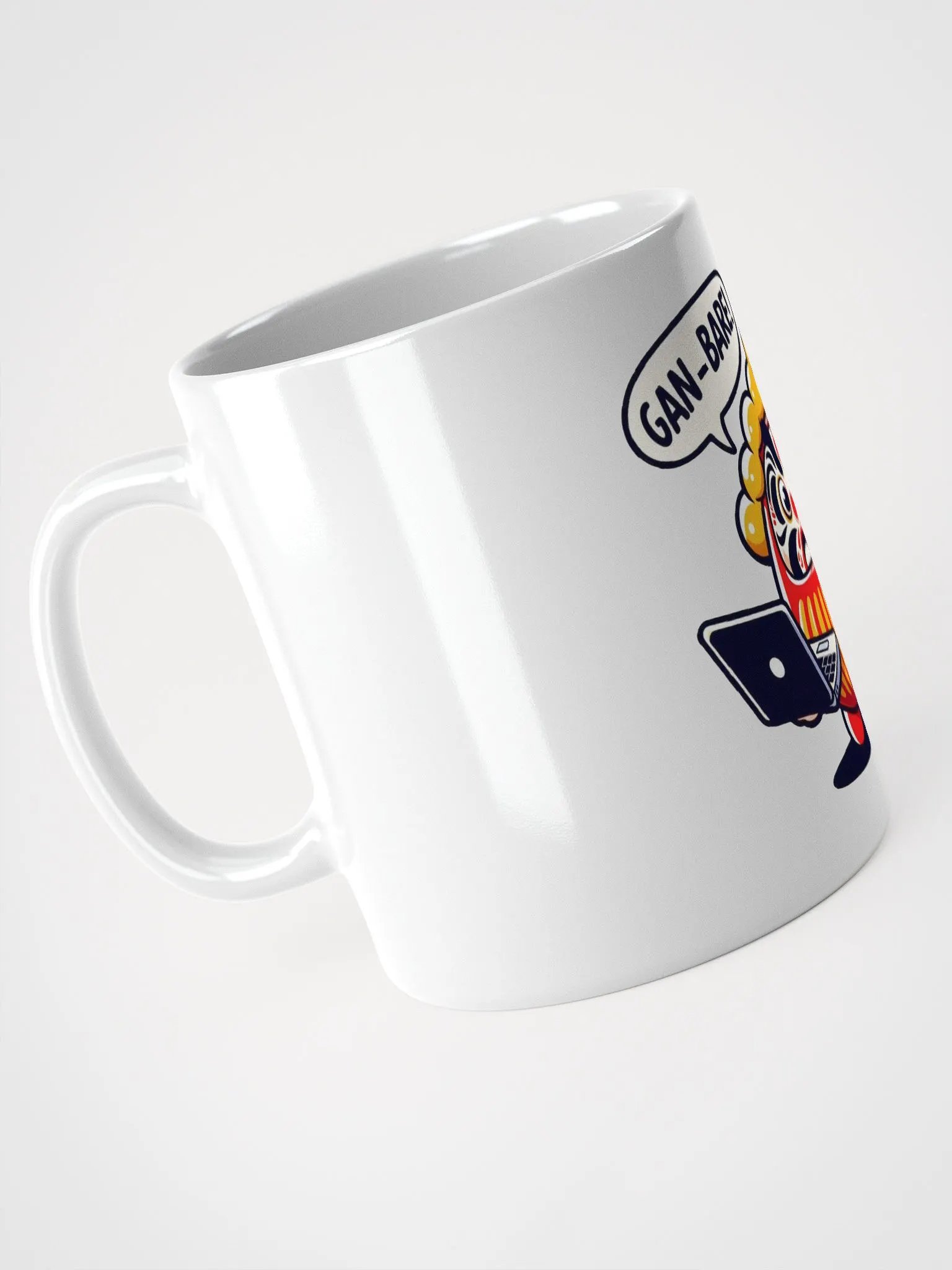 Ganbare Daruma Glossy White Coffee Mug product image (4)