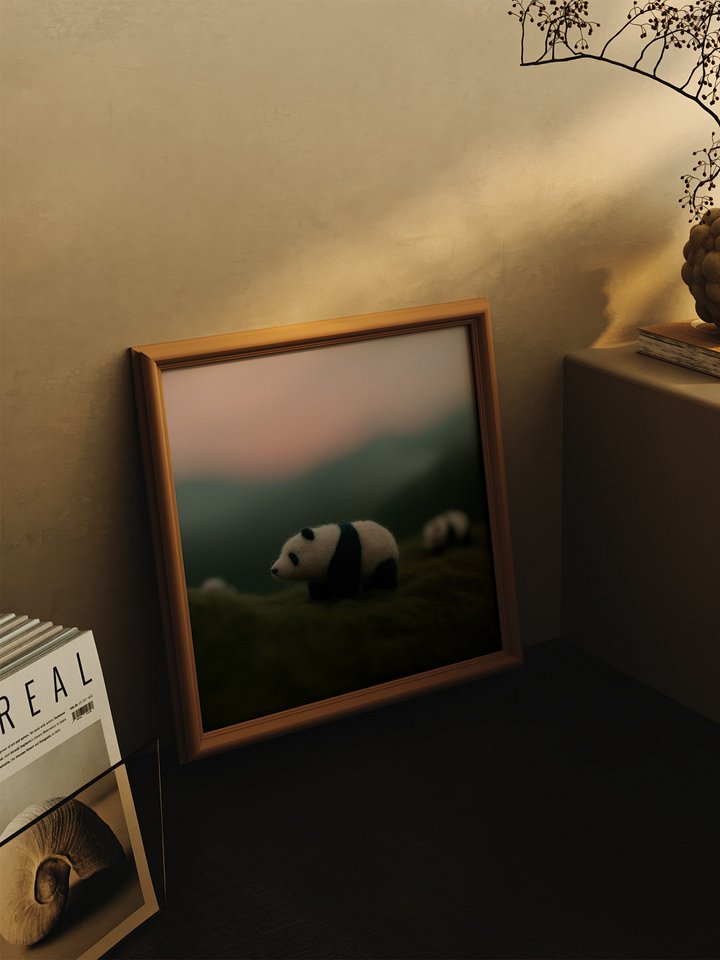 Cozy Calming Felted Panda Bear Art Print product image (2)