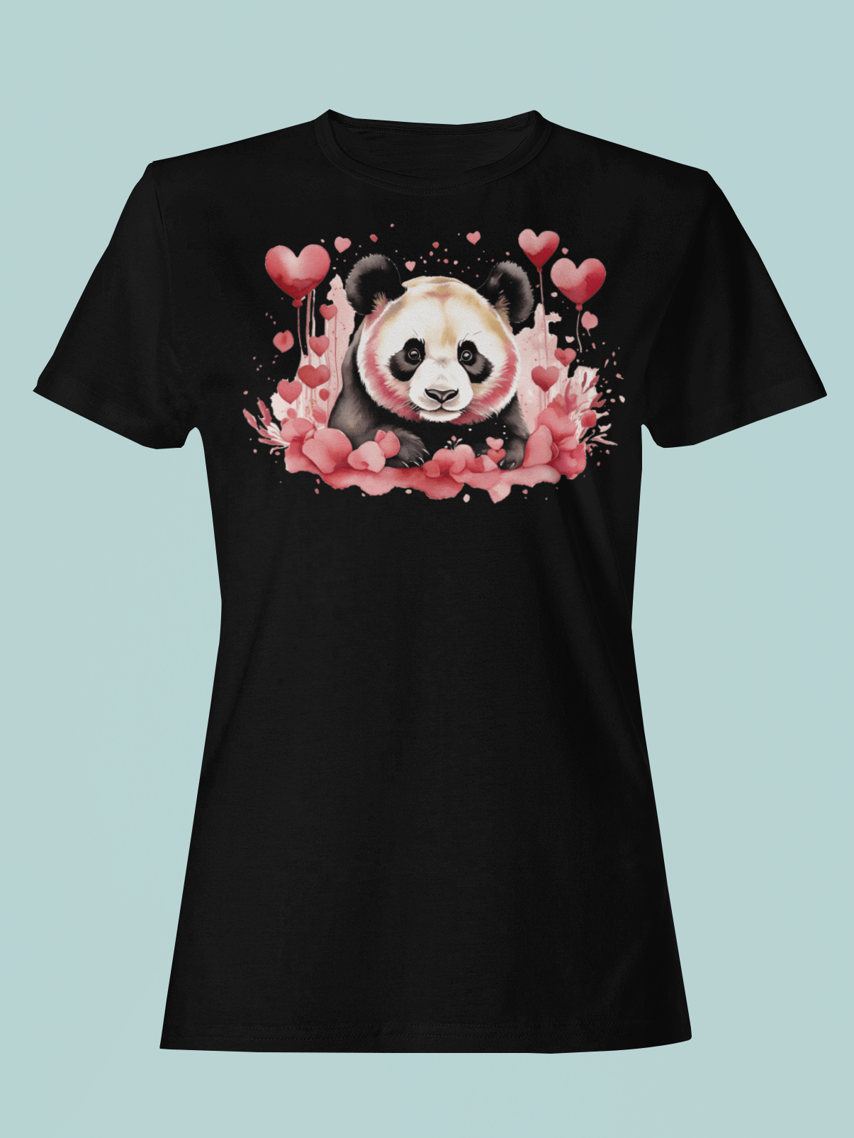 Panda Perfection: Playful Women's Fitted Tee product image (1)