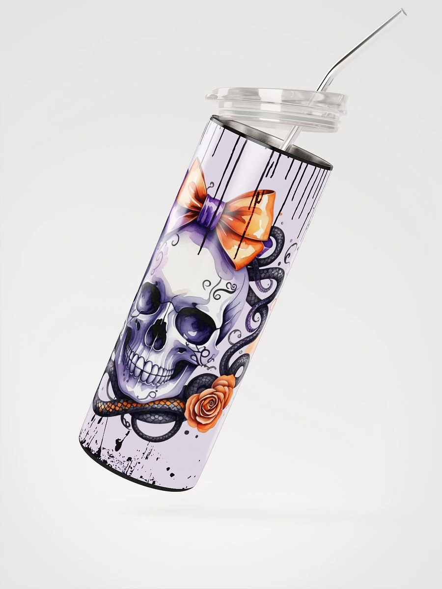 Halloween Tumbler Coquette Style Skull With Orange Bow And Snake product image (7)