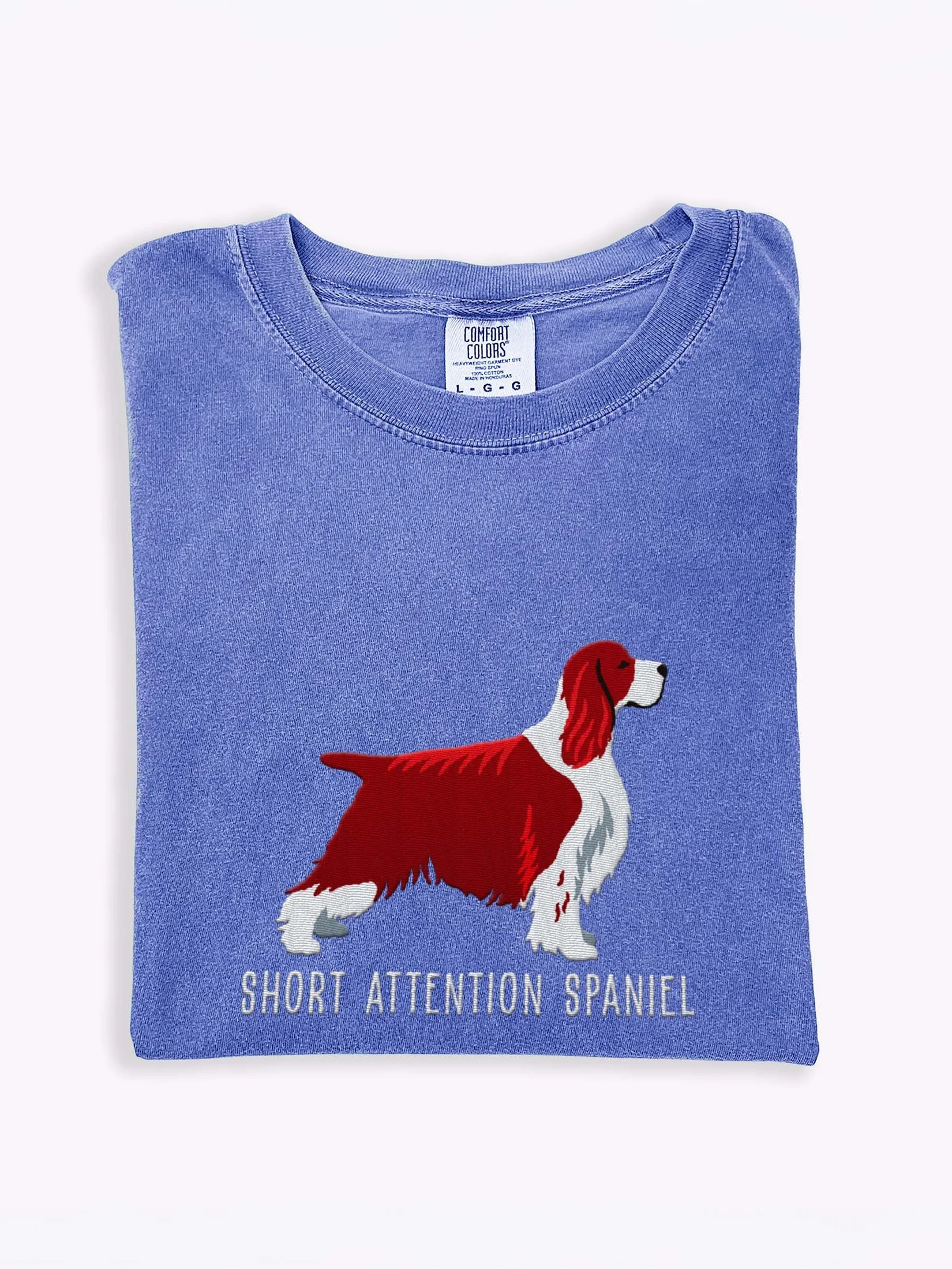 Short Attention Spaniel T-Shirt(Embroidered) of a Springer Spaniel(Liver, Show Type) product image (1)