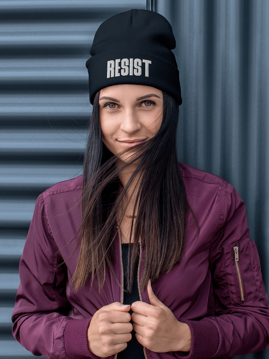 Resist Embroidered Knit Beanie, Resistance Skull Cap product image (7)