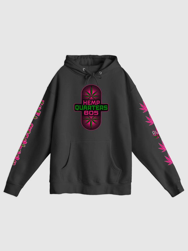 Hemp Quarters Pink Front/Read/Sleeves Black Hoodie product image (1)