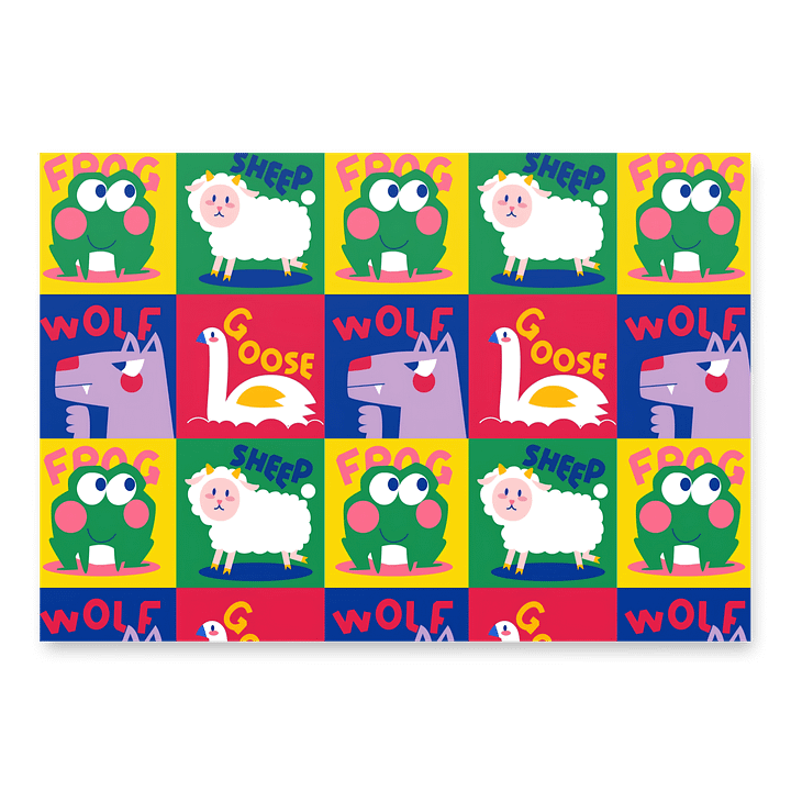 Playful Animal Grid Wrapping Paper product image (2)