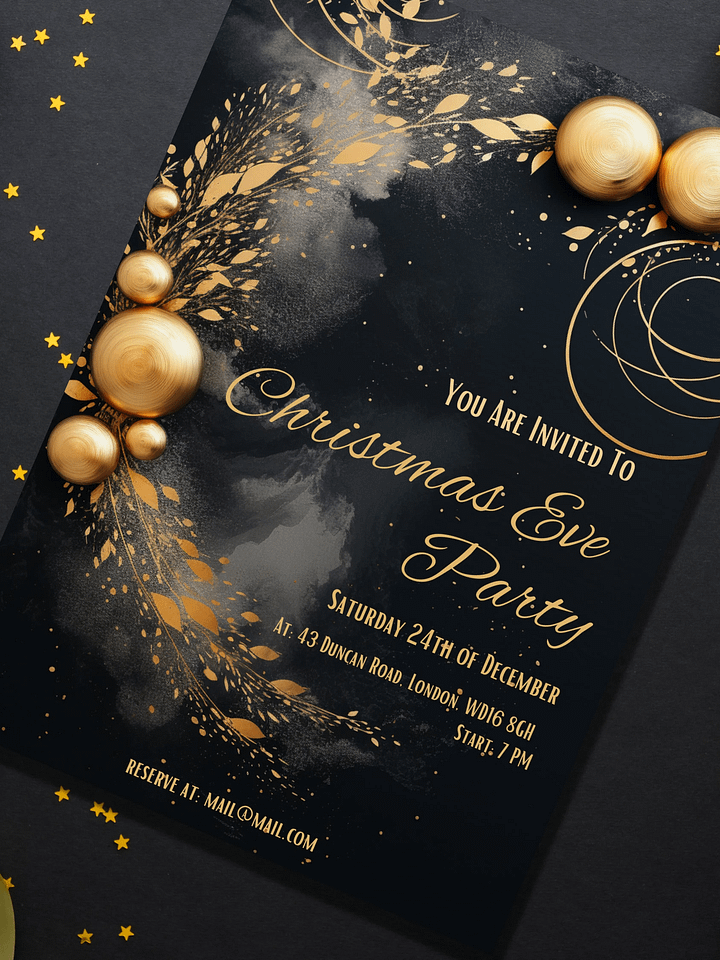 Luxury Christmas Eve Party Invitation | Editable in Canva | Christmas Party Printable | Holiday Party Invitation Template | Link to Canva product image (2)