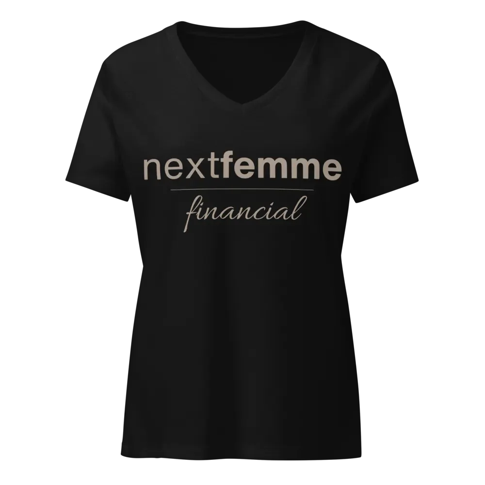 Relaxed V-Neck Tee with Taupe Logotype product image (1)