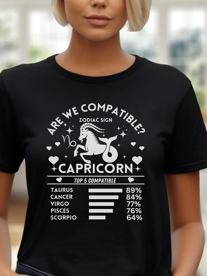 Capricorn Zodiac Sign Romantic Compatibility T-Shirt - Bella Canvas 3001 Unisex Staple T-Shirt - Dark Colors product image (1)