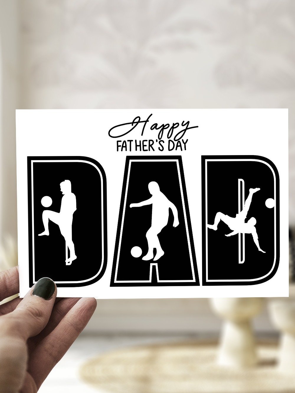 Minimalist Black and White Football Father's Day Greeting Card product image (1)