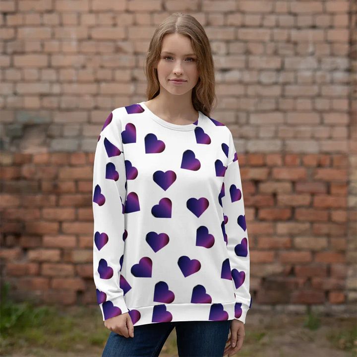 Abstract Love Pattern Purple Hearts on a White Background Unisex Sweatshirt product image (1)