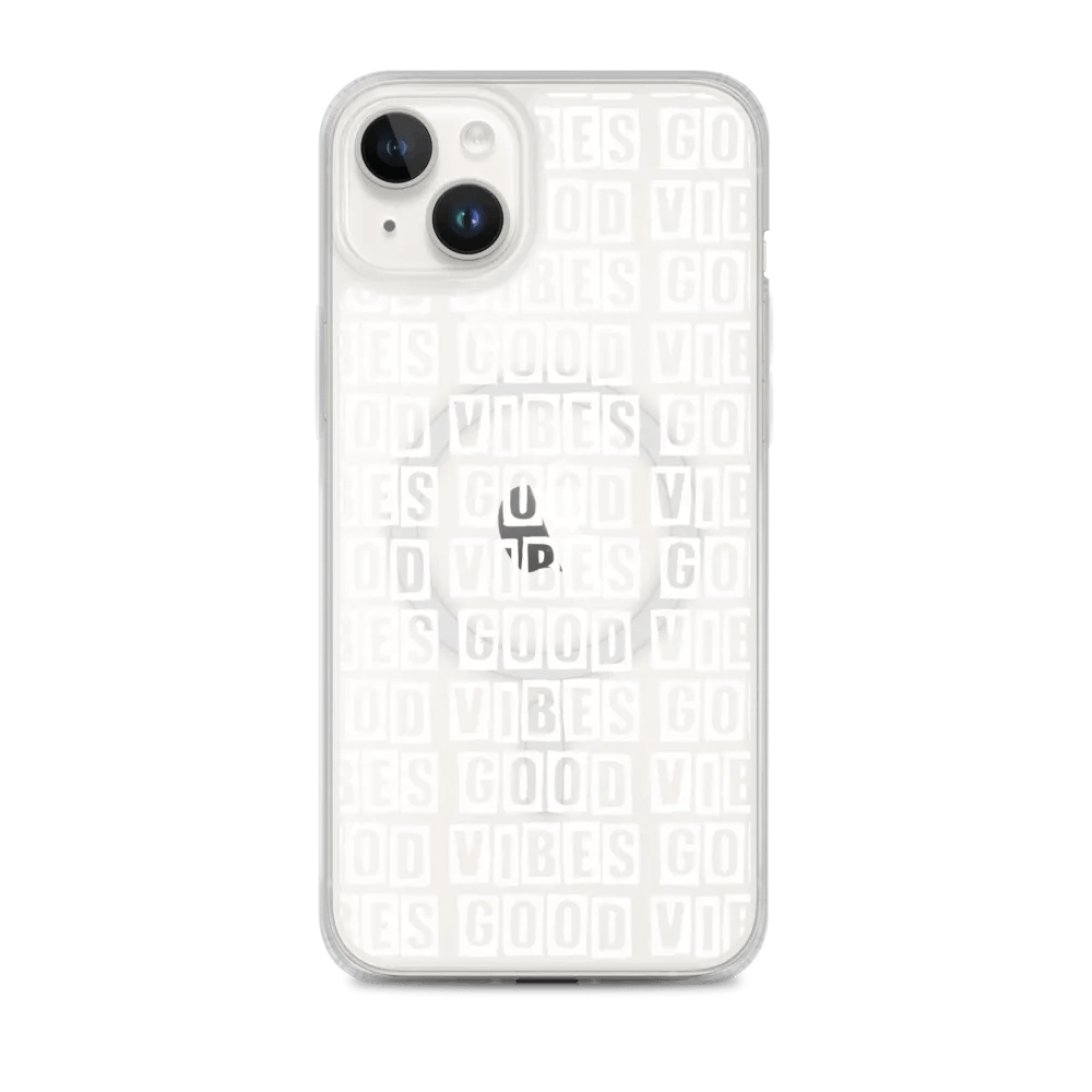 MagSafe® Clear Case - Good Vibes - White Text product image (1)