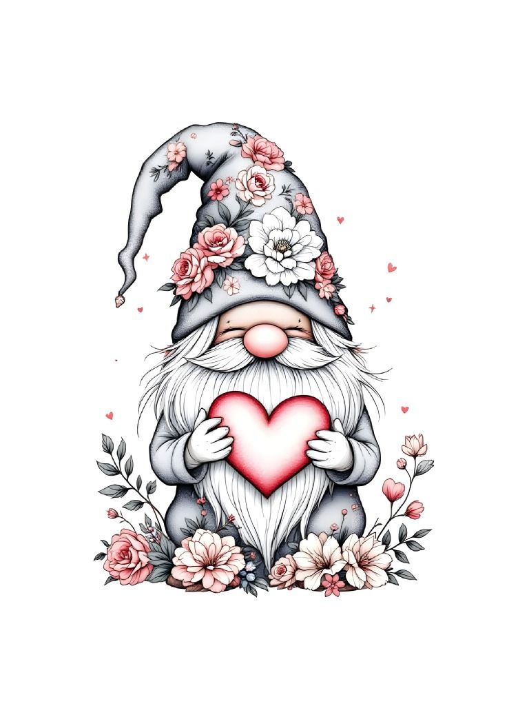 22 Floral Gnome with Heart Clipart Designs, Bloomcore Clipart Collection, Digital Art Supplies product image (2)