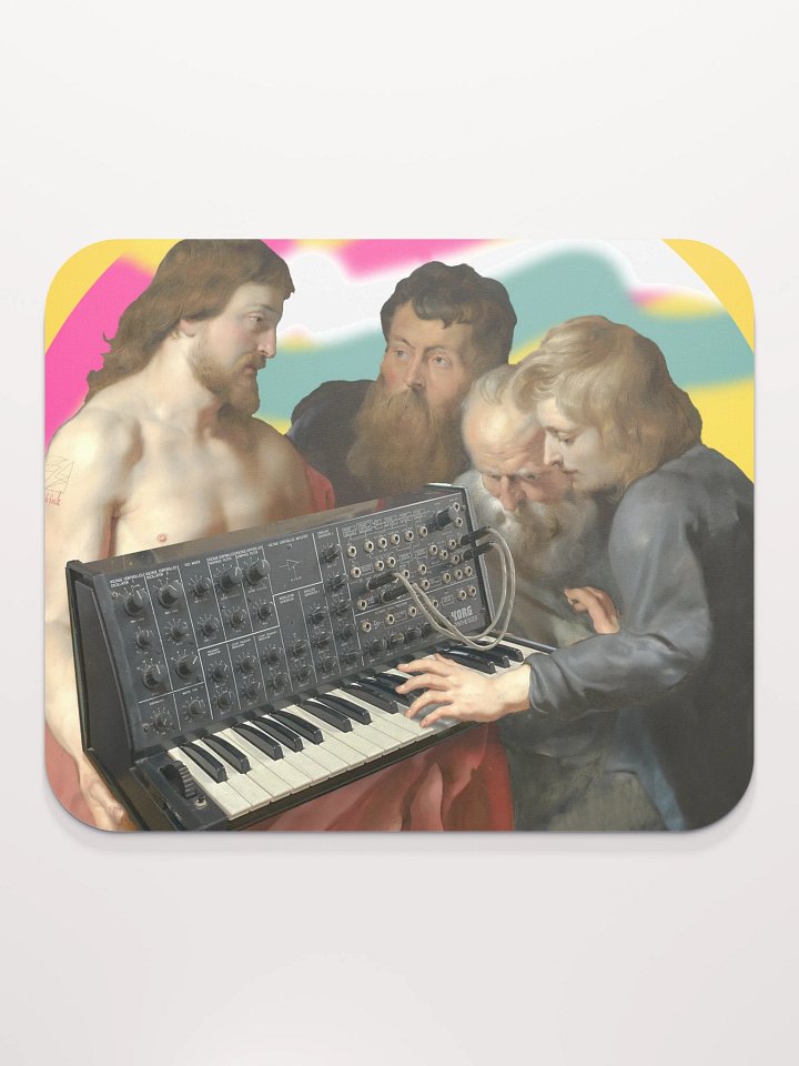 He died for our synths, by Frank Fonik (Japanese Korg MS 20) EDM Techno Classic Mouse Pad product image (1)