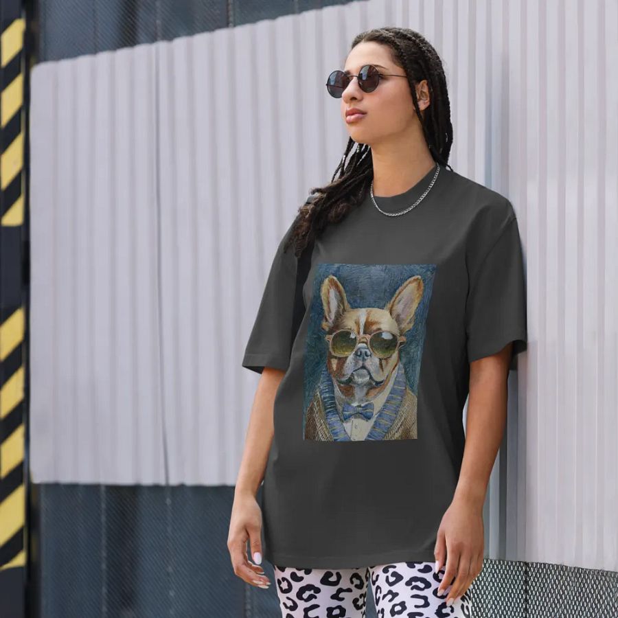 French Bulldog Sunglasses Painting - dogPXL Artistic series Shades Oversized Tee product image (1)