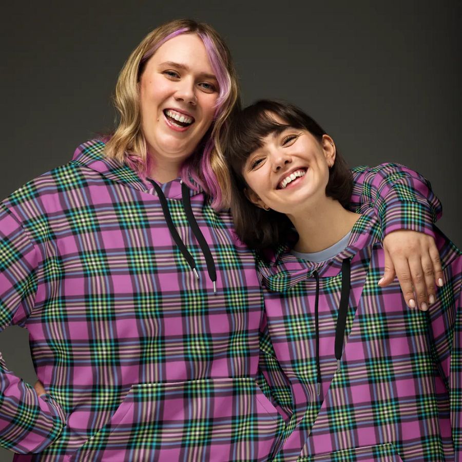 Purple Orchid and Turquoise Plaid Hoodie product image (3)