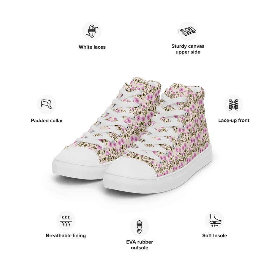 Harmony of Mums - Pink and Green - Women High Top Canvas Shoes product image (1)