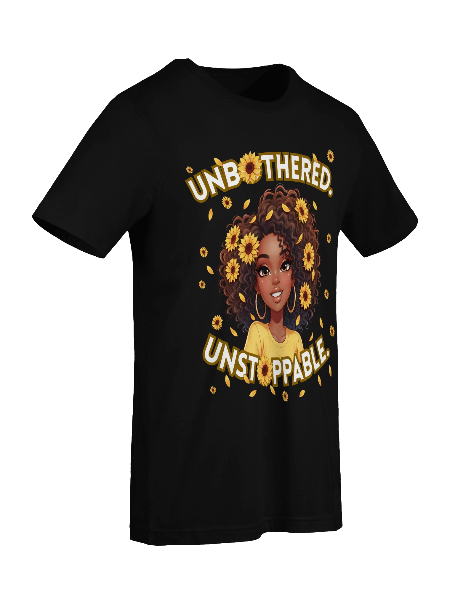 Unbothered Unstoppable Black Girl T-Shirt | Melanin Queen Graphic Tee | Afro Sunflower Bratz-Inspired Anime Style Shirt | Empowering Black Woman Art Tee product image (93)