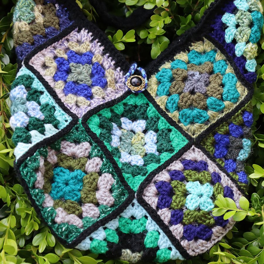 Blues and Greens Crochet Crossbody Bag - Handmade and One of a Kind product image (4)