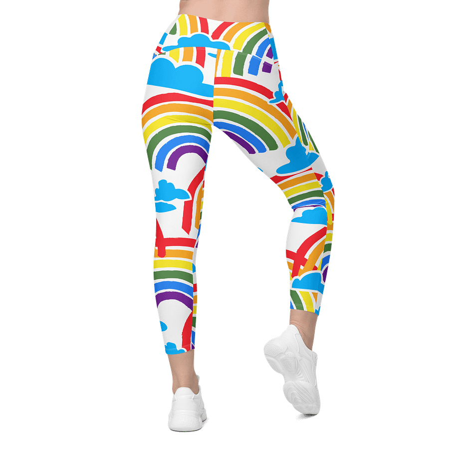 Whimsical Rainbow Crossover Leggings with Pockets product image (2)