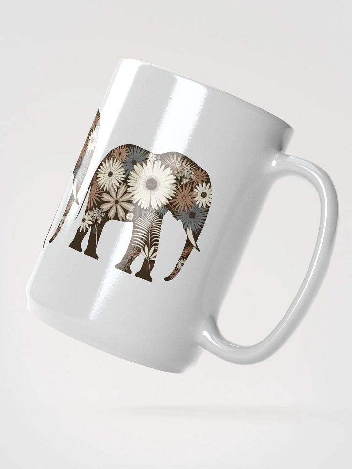 Floral Elephant White Glossy Mug product image (1)