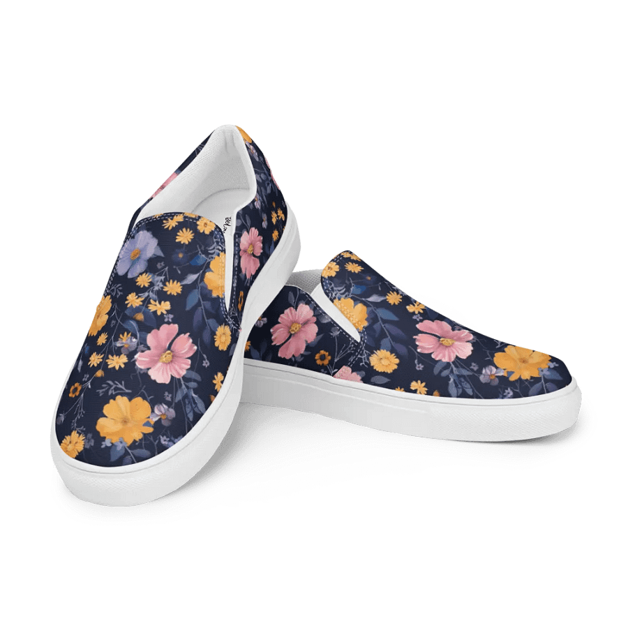 Multicolor Floral Pattern Women's Slip-On Canvas Shoes by Treasure Pie product image (2)