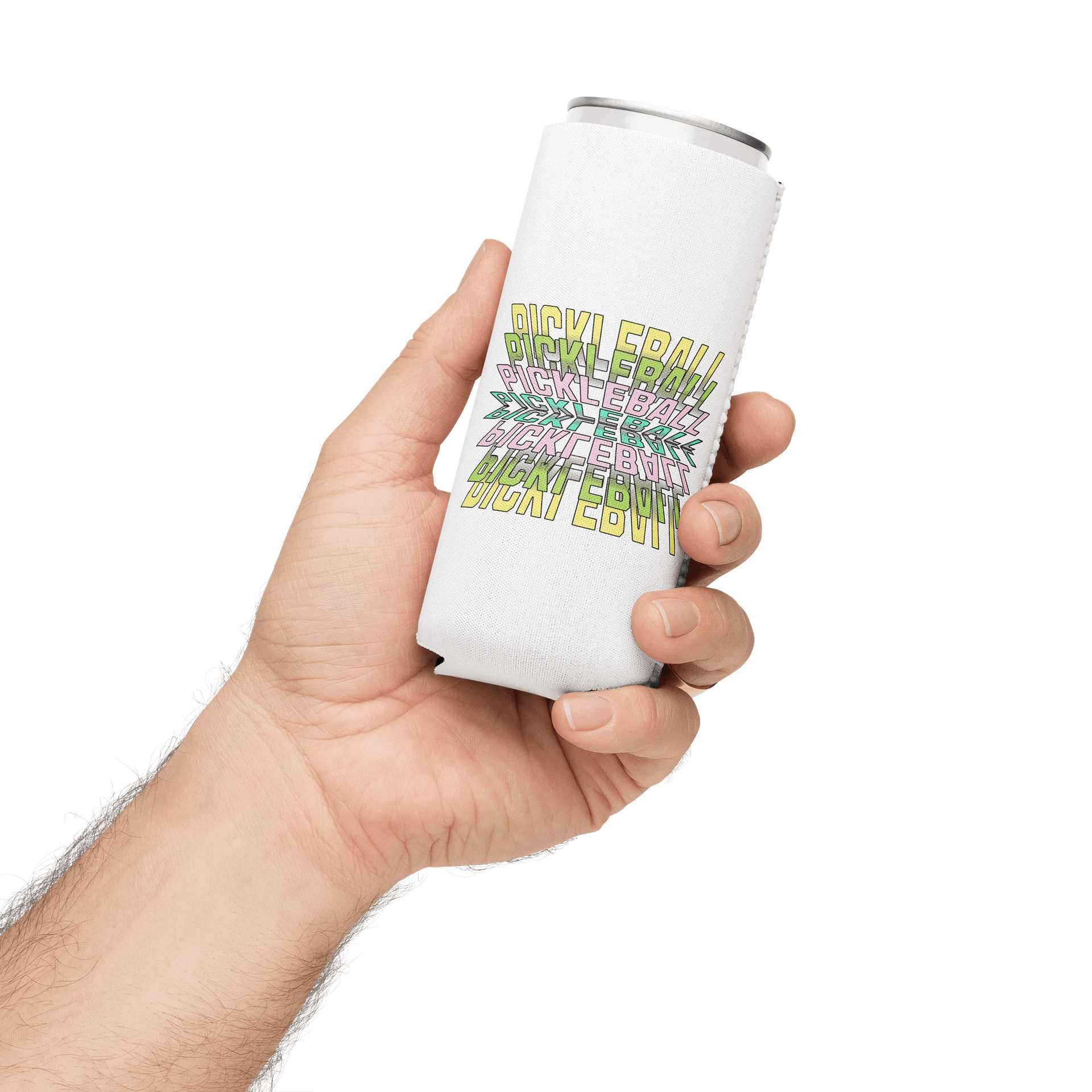 Pickleball Stacked Reflective Coozie Can Cooler product image (3)