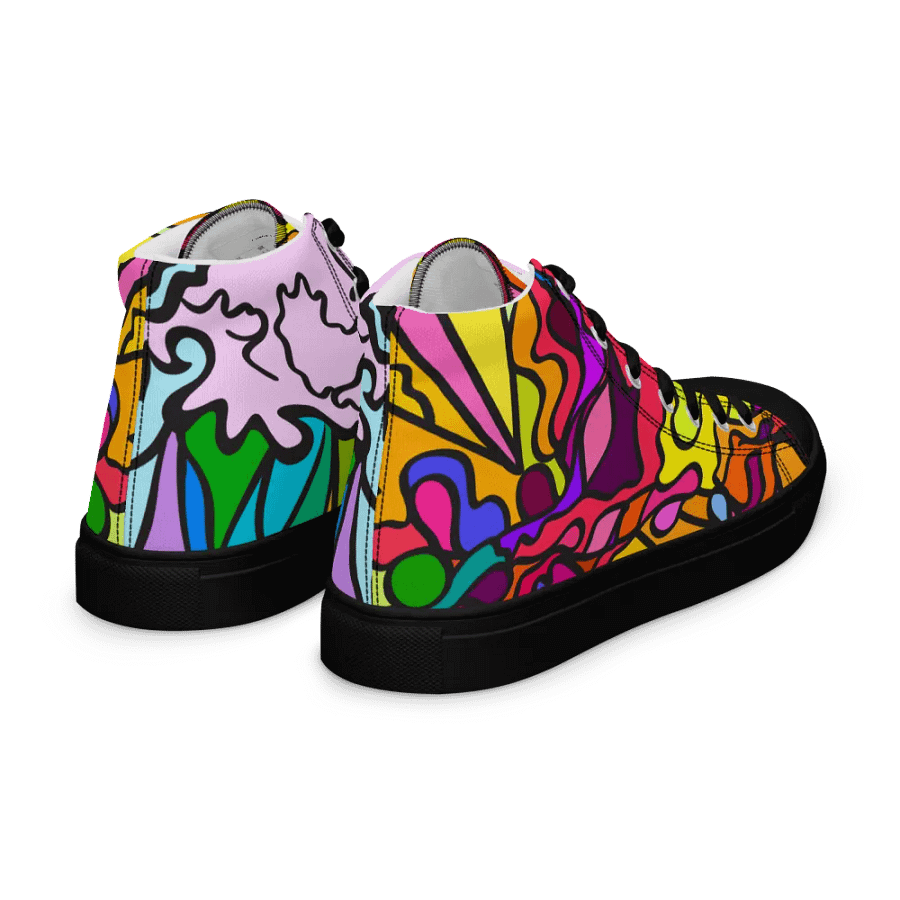 Fluidity in Color Men's High Top Canvas Shoes - Wave at Sunset product image (8)