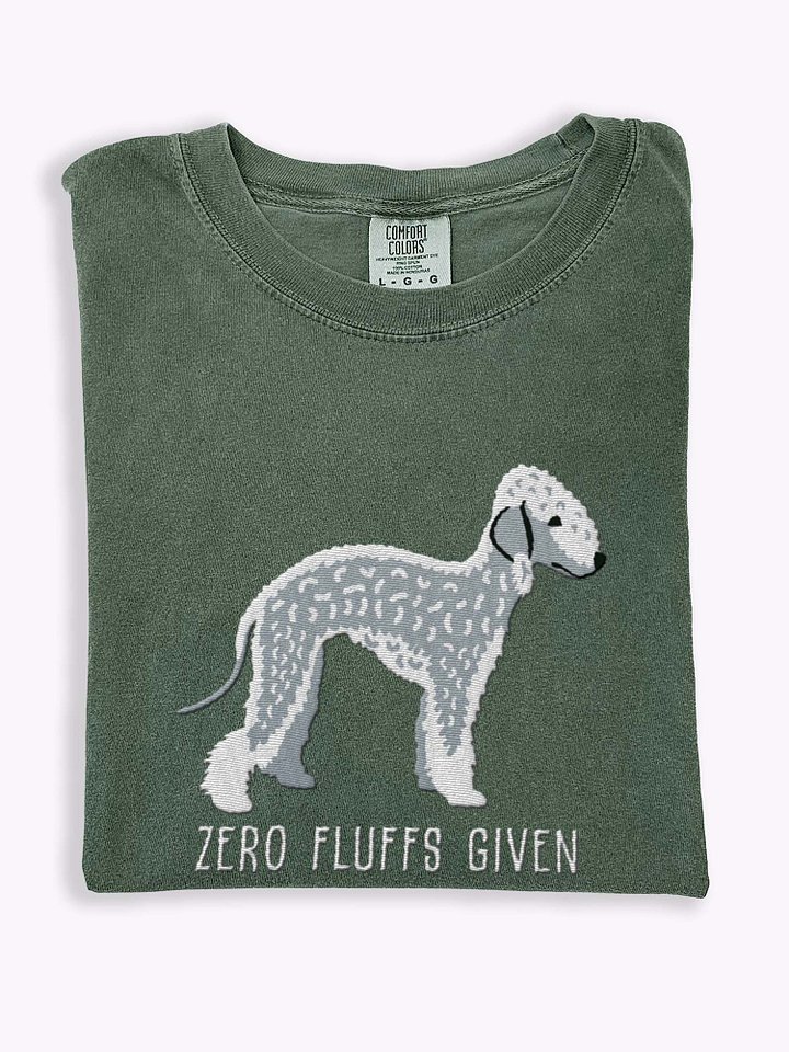 Zero Fluffs Given T-Shirt(Embroidered) of a Bedlington Terrier(Blue) product image (1)