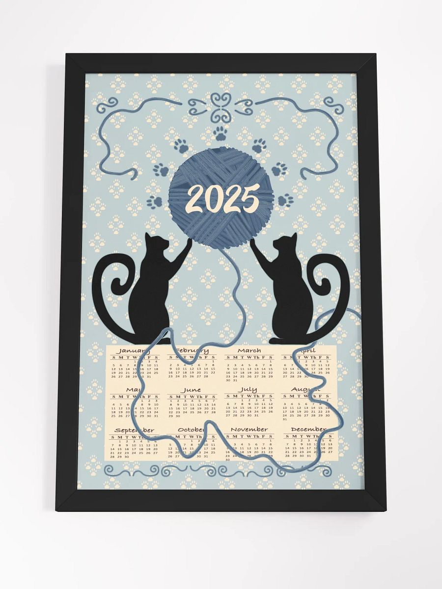 Framed “Cat’s At Play” 2025 Calendar Poster – Blue product image (4)