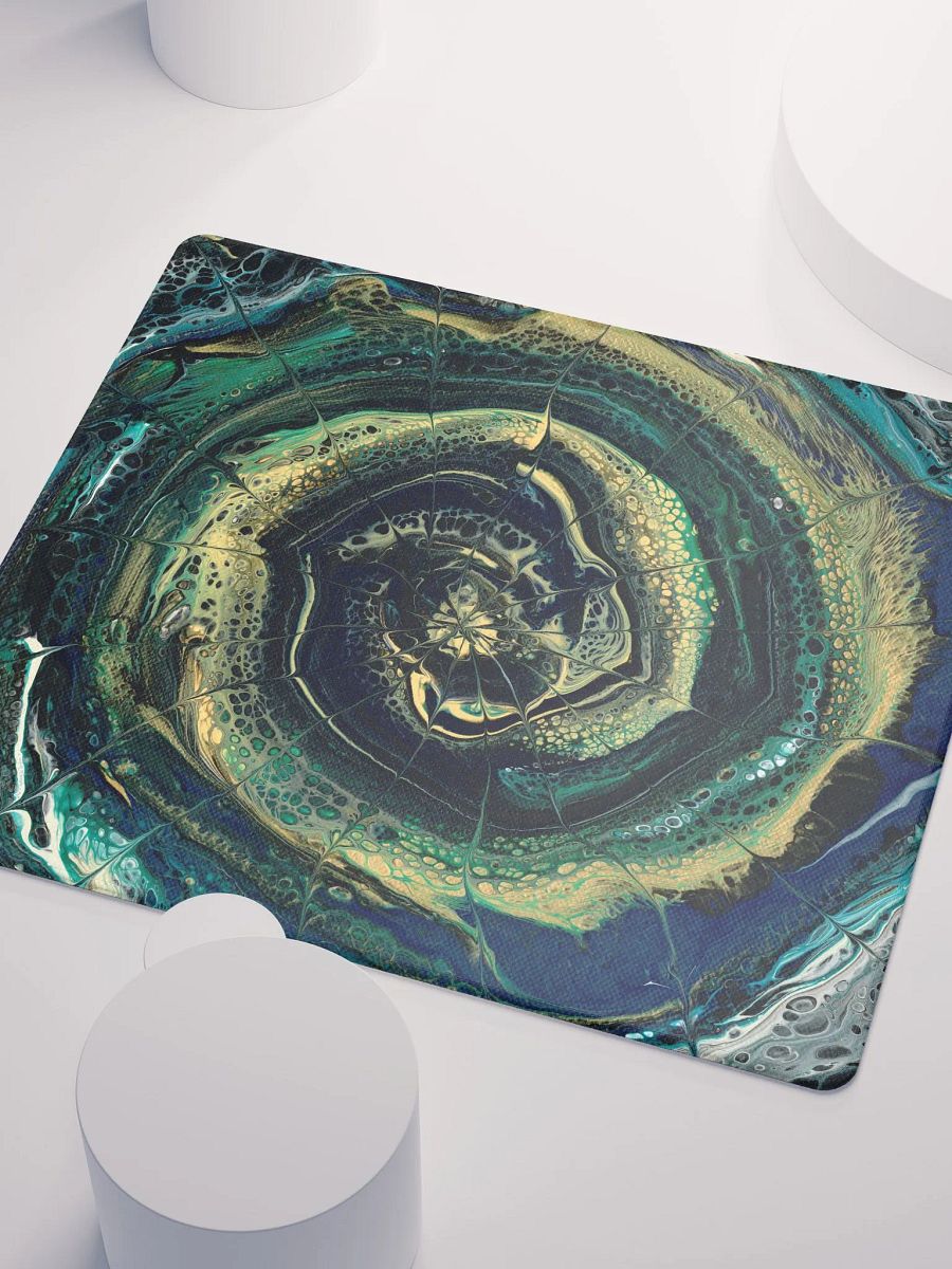 Midnight Halo - Abstract Acrylic Ring Pour, Printed Mouse Pad product image (3)