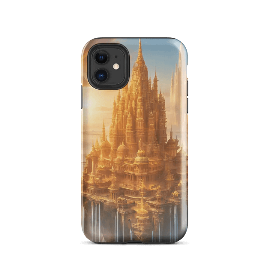 floating city suspended above glowing clouds Tough Case for iPhone® product image (24)