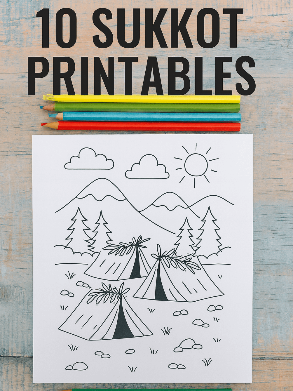 10 Sukkot Coloring Pages for Kids and Families (Digital) product image (1)