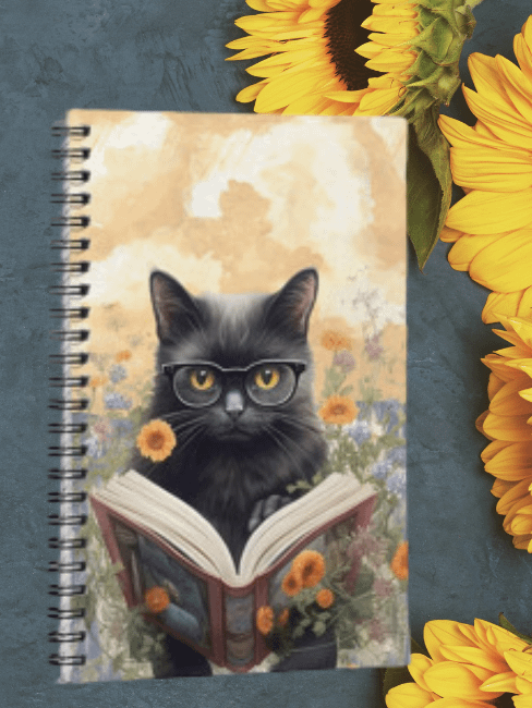 Floral Black Cat Notebook product image (1)