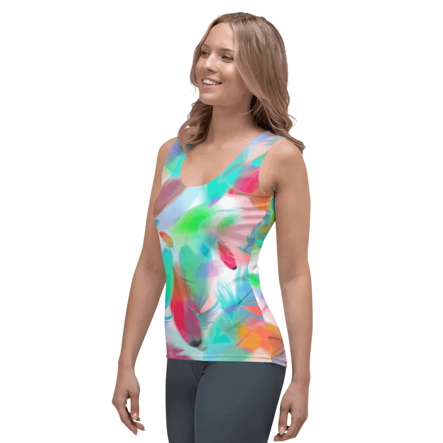 Colorful Feather Pattern Design Tank Top - v2 product image (3)