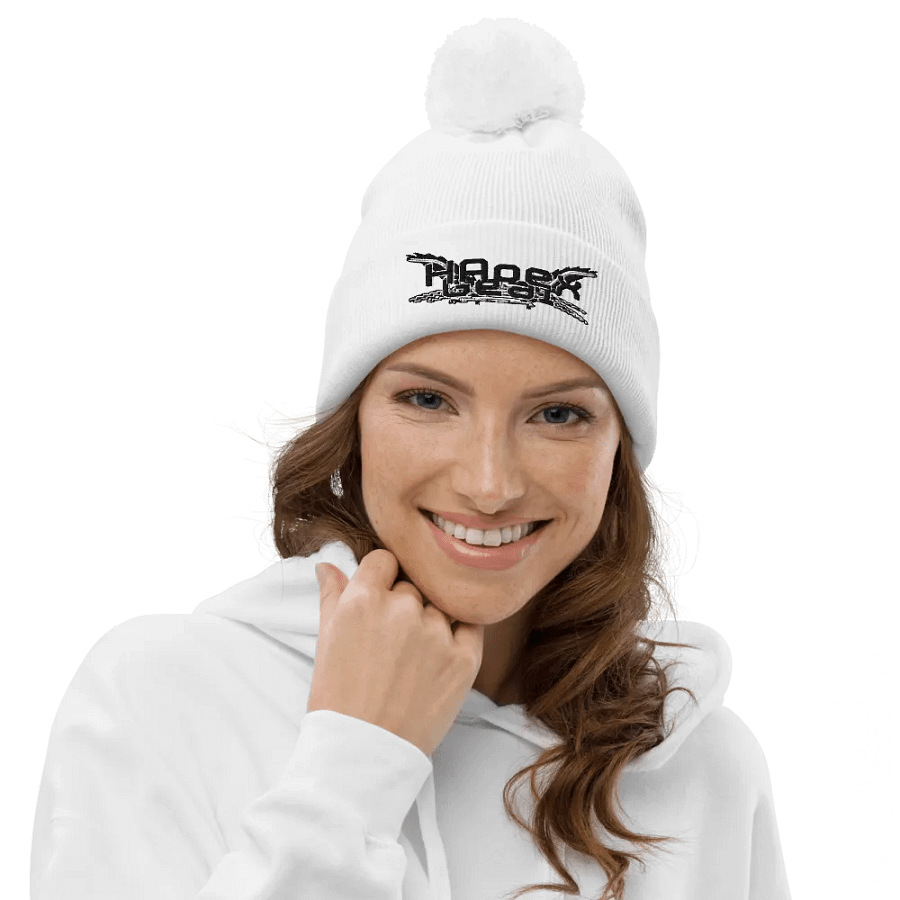 Beechfield Pom-Pom Beanie - Embroidered - Black HApex Gear White Logo product image (1)