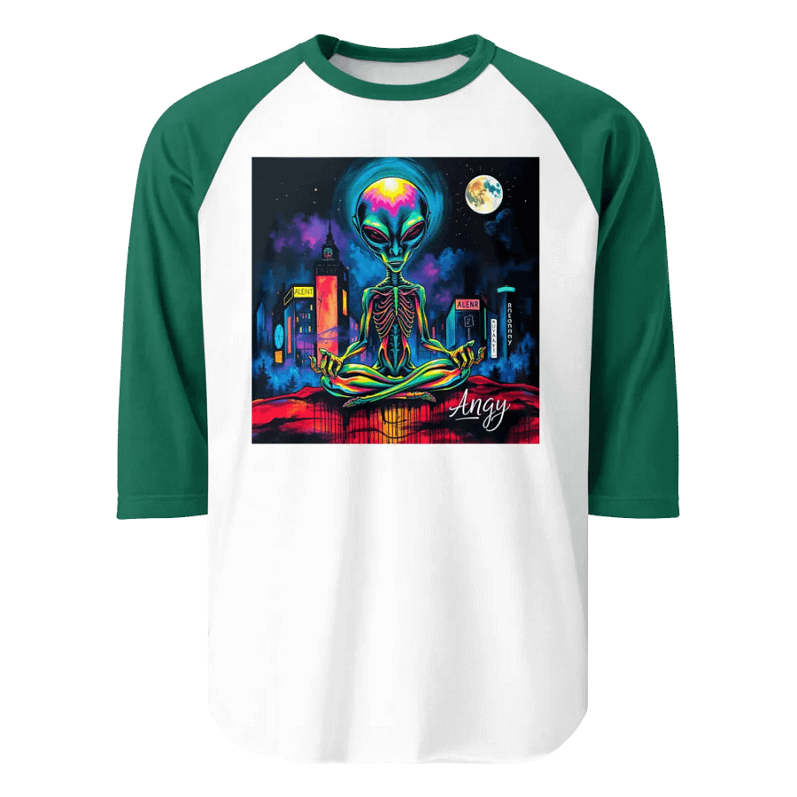 Neon Meditation Alien Raglan Tee product image (1)