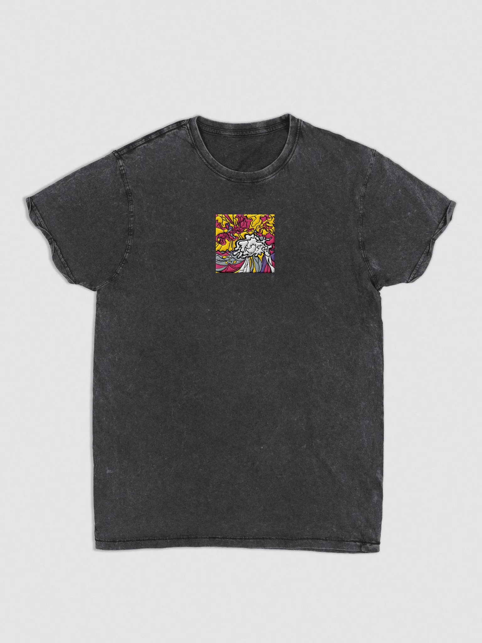 Vibrant Swirls Unisex Denim T-Shirt - Wave at Sunset product image (2)
