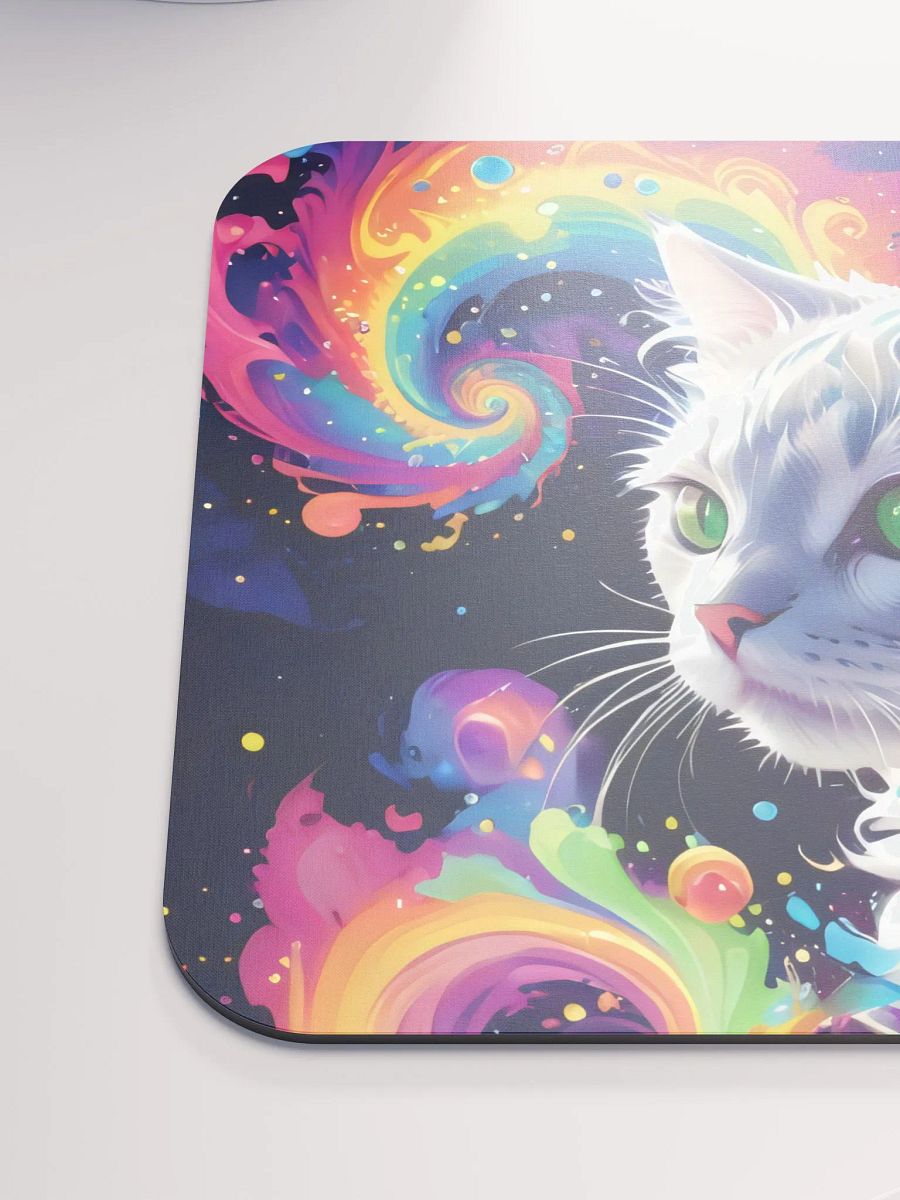 Psychedelic Cat Swirling Rainbow Art Mouse Pad product image (7)