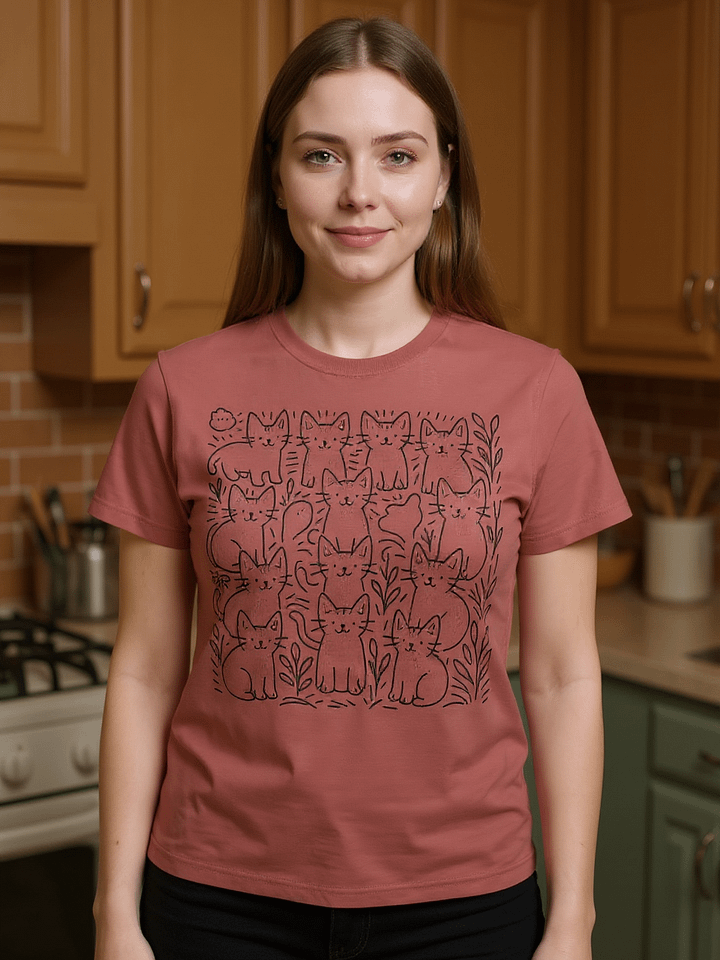 Whimsical cats and Florals T-Shirt product image (2)