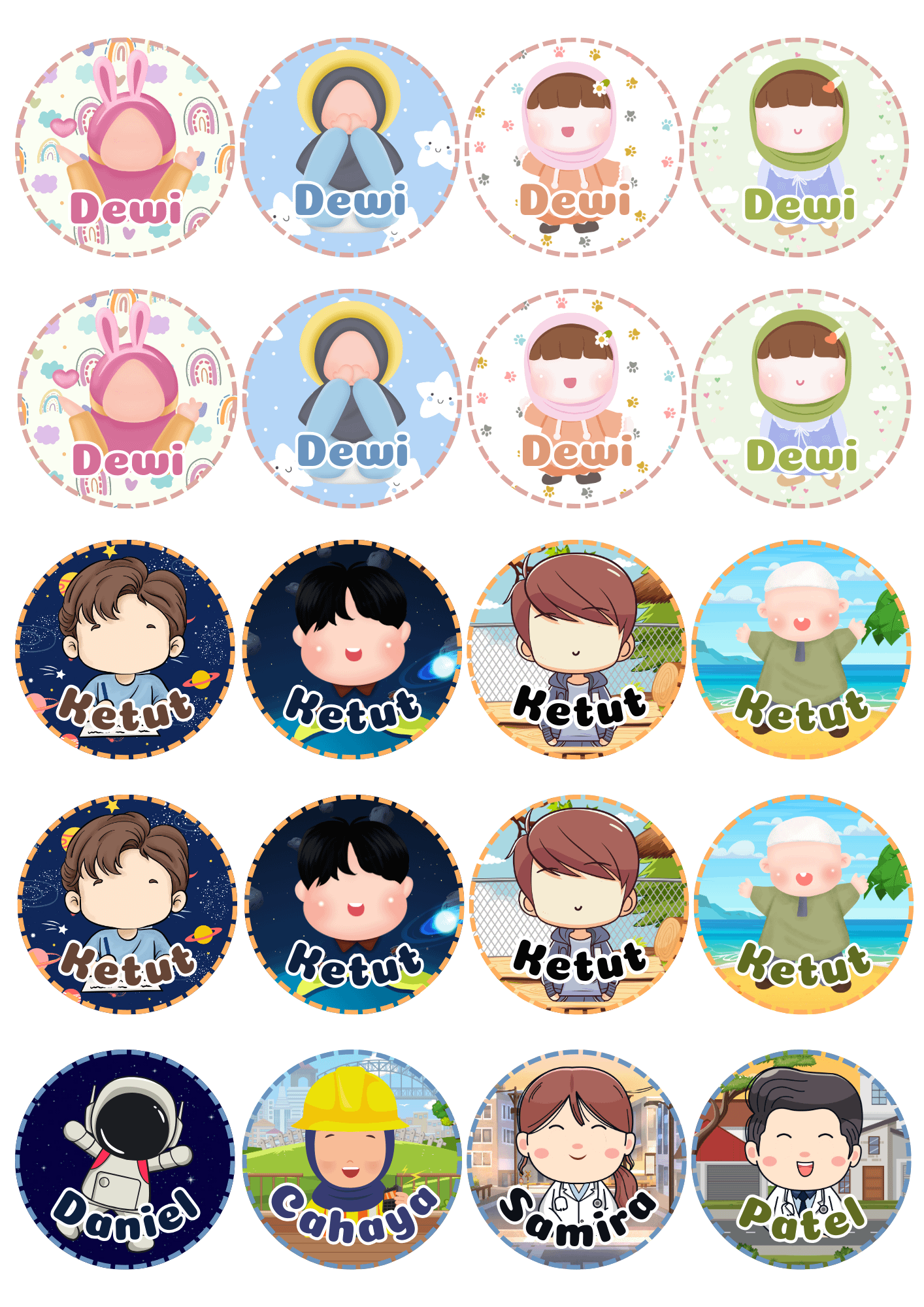 🌈 Colorful Cute Name Stickers for Girls & Boys – Personalize in Style! ✨ product image (1)